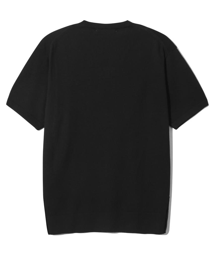 BASEMOMENT Side Slit V-Neck Half Knit Black