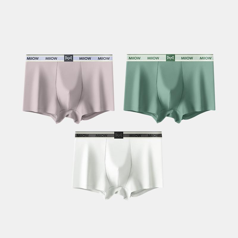 MiiOW 3Pcs Men's Underwear Graphene Antibacterial Underwear Soft and Comfortable Cotton Underwear Flat Corner Underwear L-5XL