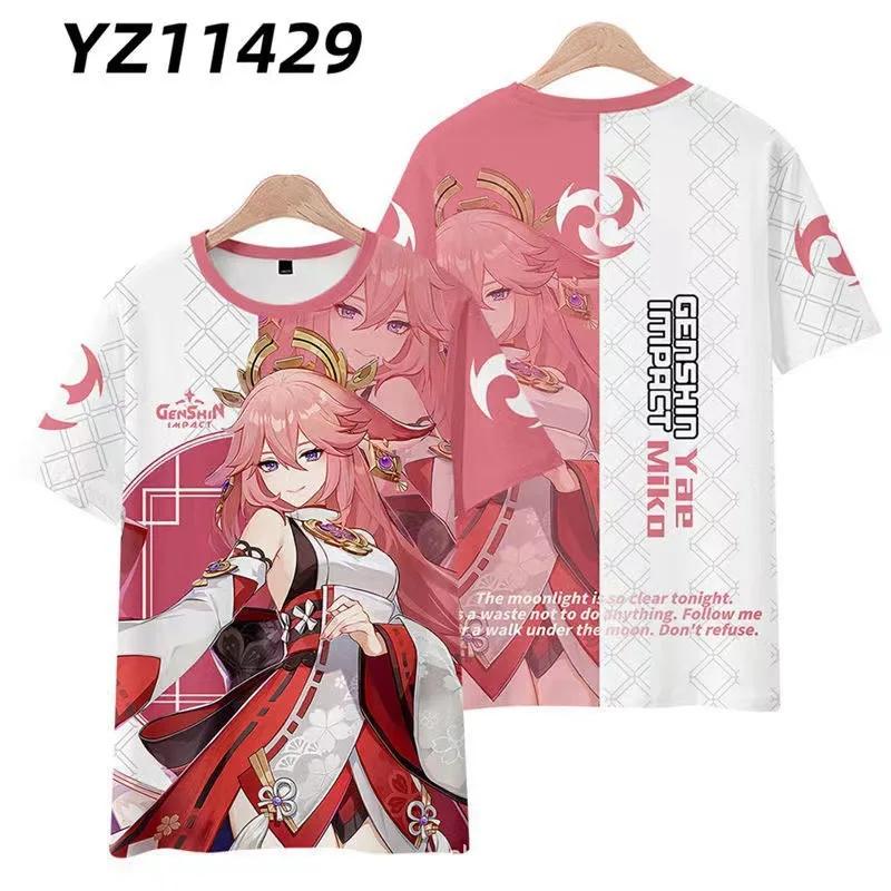 Новая игра аниме Genshin Impact Hutao Yae Miko принт футболка 3D мужчины женщины косплей футболка летняя уличная одежда Harajuku унисекс