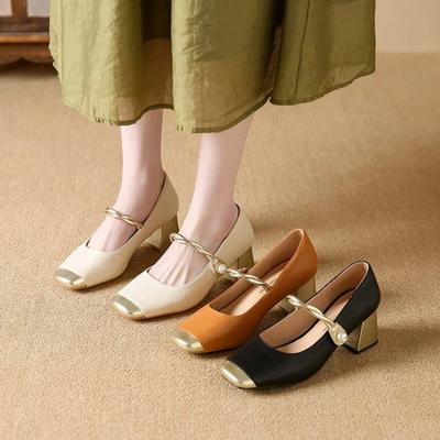 Туфли женские модные туфли с квадратным носком женские туфли-лодочки осенние неглубокие разноцветные уличные повседневные туфли на толстом каблуке офисные женские туфли
