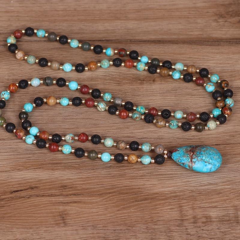 Fashion Handmade Bohemia Natural Stone Bead Necklace for Women Pendant Necklace Women Famale Jewelry