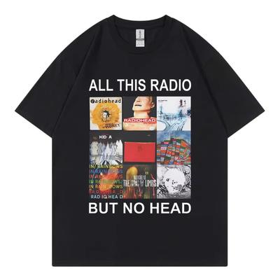 Всё это радио, но никакой головы Футболка Рок-группа Radiohead Музыкальный альбом Графические футболки Мужская Женская Одежда Мода Хип-хоп Футболки