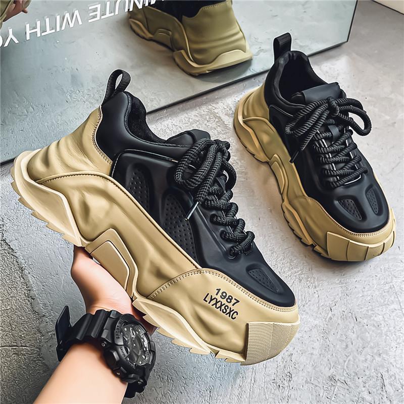 Men's Thick Sole Running Shoes - Breathable, Height-Boosting, Large Size for Autumn/Winter