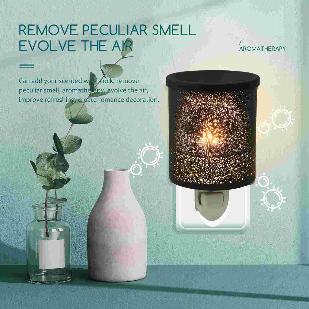 Железный материал Электрическая восковая горелка Ароматическая восковая горелка для аромамасла Теплый свет Диффузор Включаемый в розетку Домашний декор Аромалампы