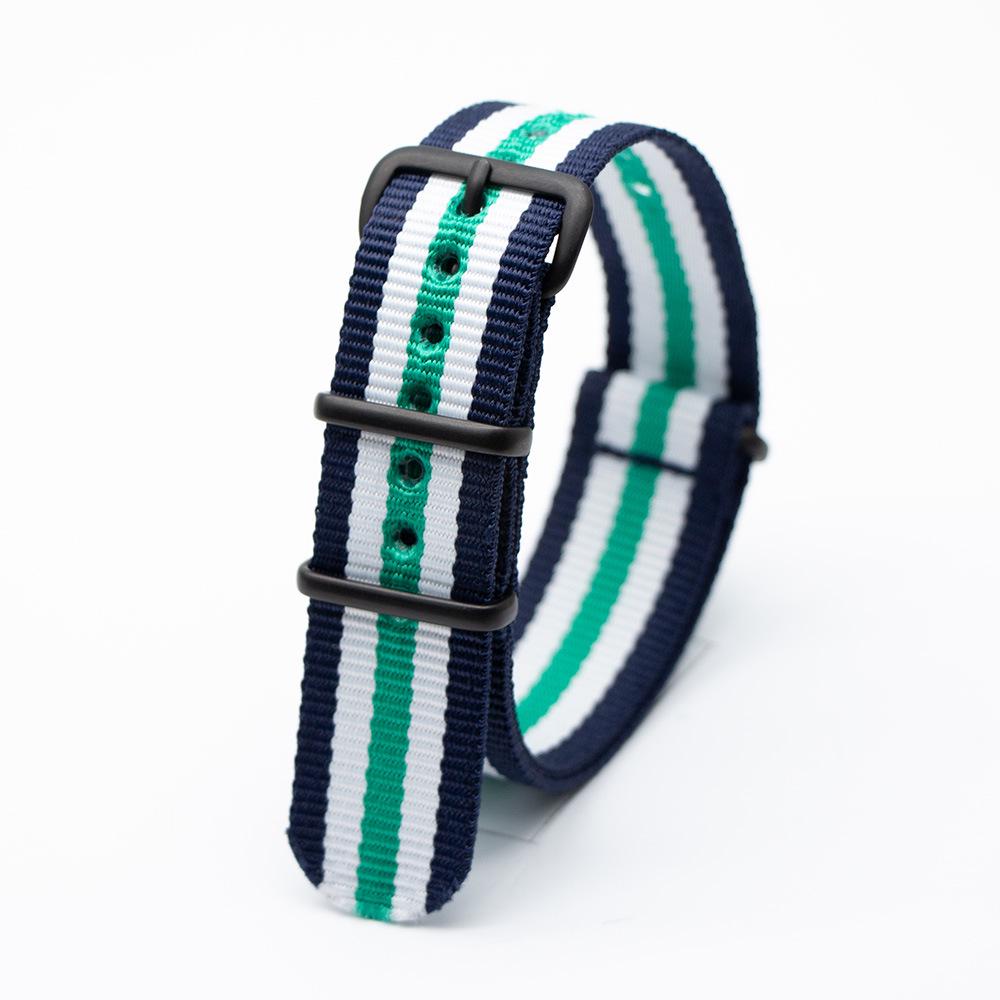 Черный нейлоновый и парусиновый ремешок для часов с вакуумно-нанесенной застежкой