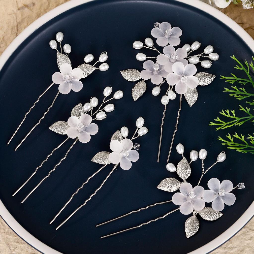 Новый китайский свадебный головной убор, белая акриловая заколка для волос с цветком, красивая ретро-украшение для свадьбы, заколка для волос ручной работы