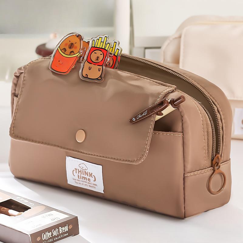 1 шт., пенал в стиле минимализм для студентов, креативный дизайн, однотонная серия, пенал большой емкости, канцелярские принадлежности, школьная сумка