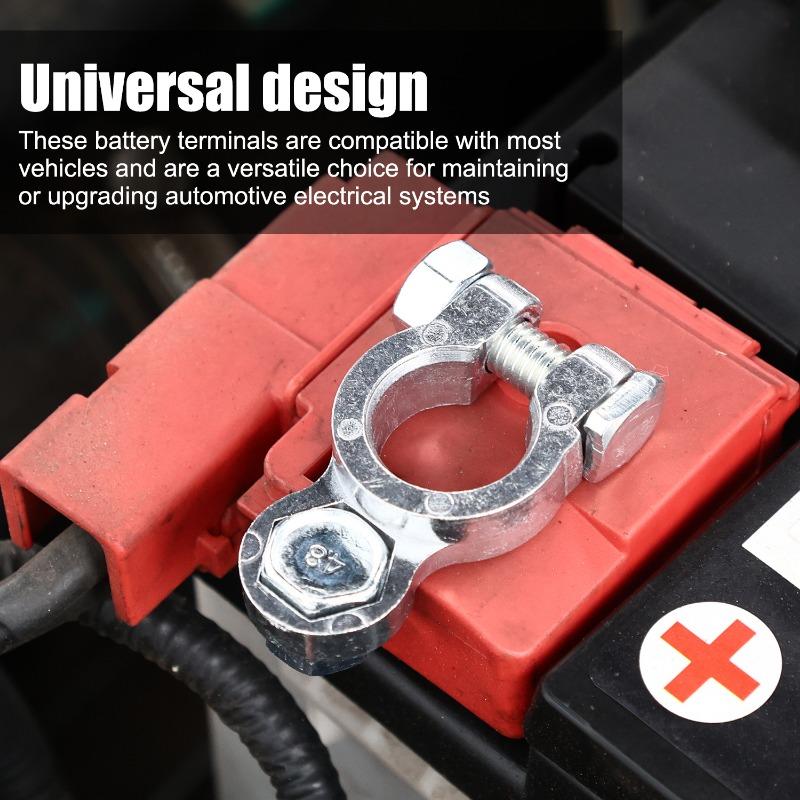2pcs Battery Terminal Clamp Zinc Alloy Positive & Negative Pole Auto Car Screw Connector Car Battery Terminal Clamp Accessories