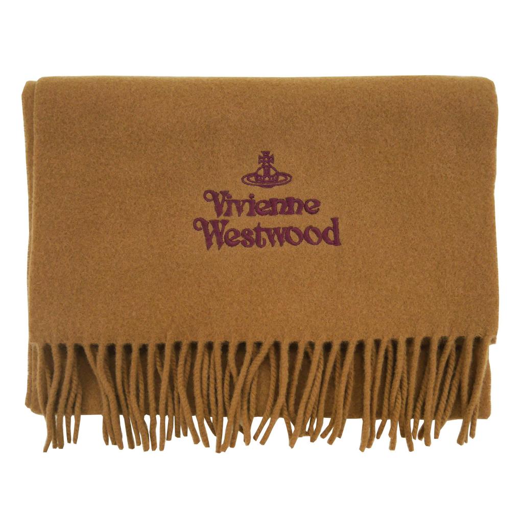 VIVIENNE WESTWOOD Шарф с бахромой и вышивкой логотипа Женский 81030007-W00Q7--CAMEL