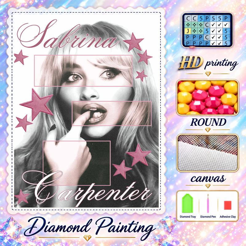 Sabrina Carpenter Diamond Painting Kit 5D Full Drill DIY Diamond Mosaic Wall Art Home Decor