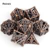7 Pcs Yellow Hand Skull Head Metal Dice Hollow Metal Polyhedral Dice Set Suitable for Role-Playing RPG  Board Game Card Game