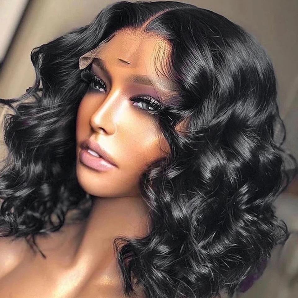 Front lace short curly hair wig cover African ladies lace wig head cover loose deep wave spot