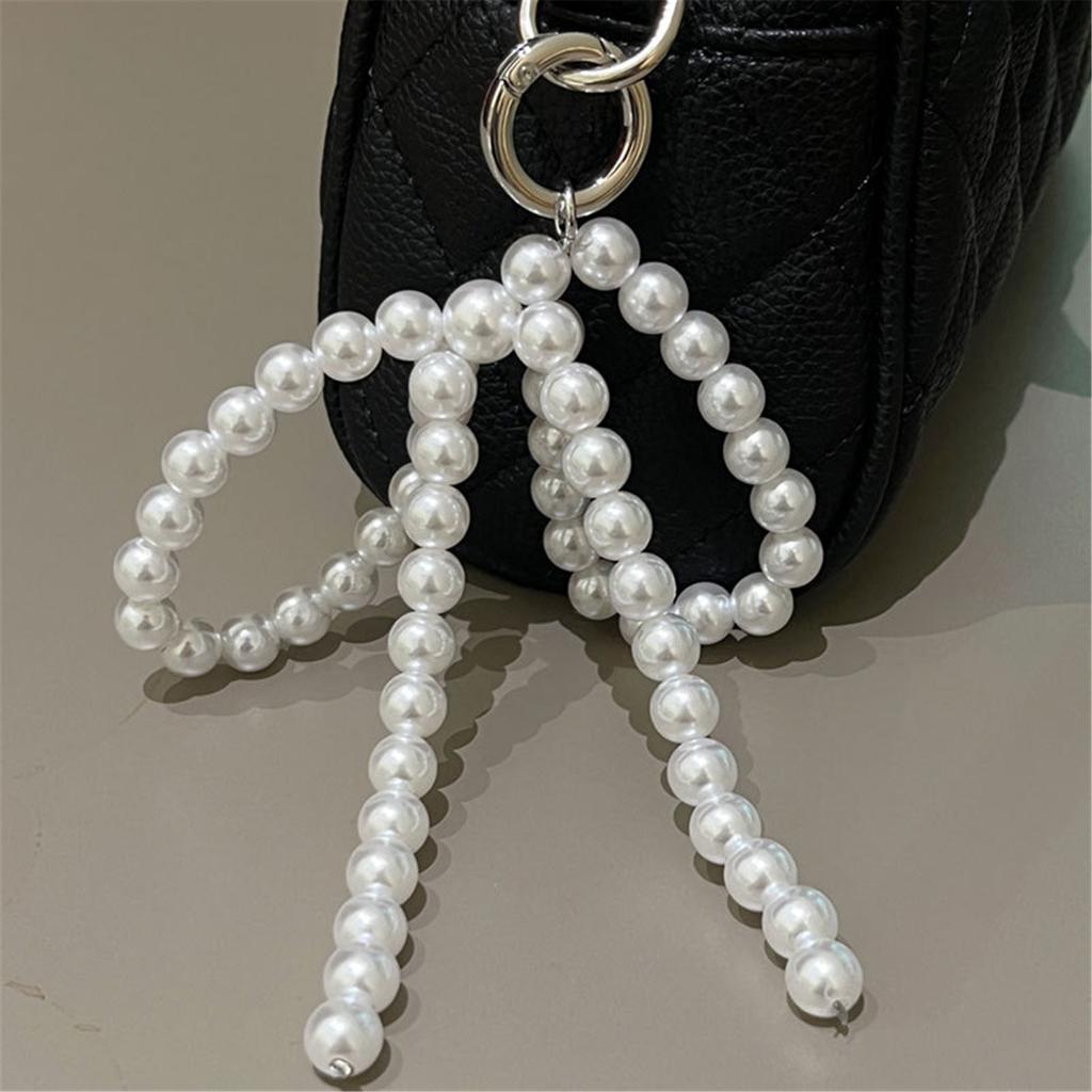 Stylish Bowknot Pendant with Fringe Fashionable Beaded Bowknot Phone Hangings Accessory for Women's Phones and Keychains