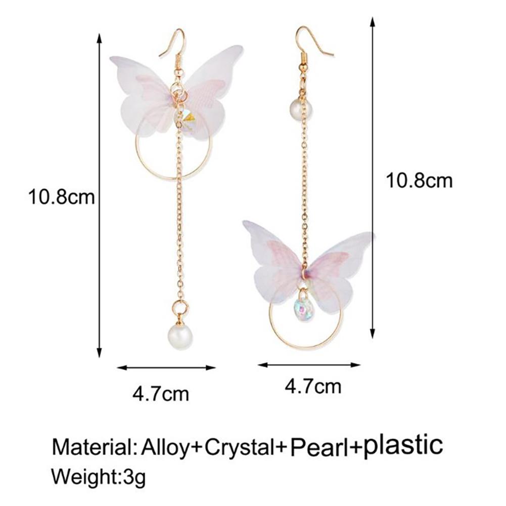 1 Pairs Of Women Earrings Alloy Retro Style Asymmetric Butterfly-shape Earrings
