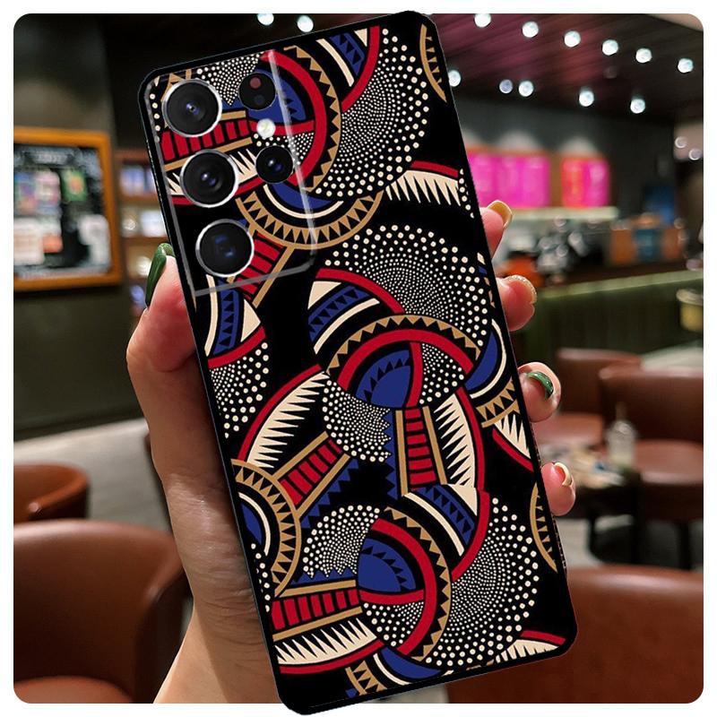 African Style Fabric Print Silicone Case For Samsung Galaxy S23 S22 Ultra S21 S20 FE S8 S9 S10 Plus Note 20 Ultra Cover