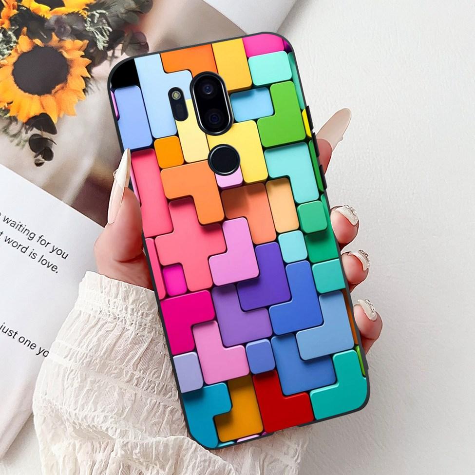 Чехол для LG G7 ThinQ Черный Силикон Милый Кот Модные Цветы Крутая Расписная Задняя Крышка Для Телефона LG G7ThinQ LMG710EM