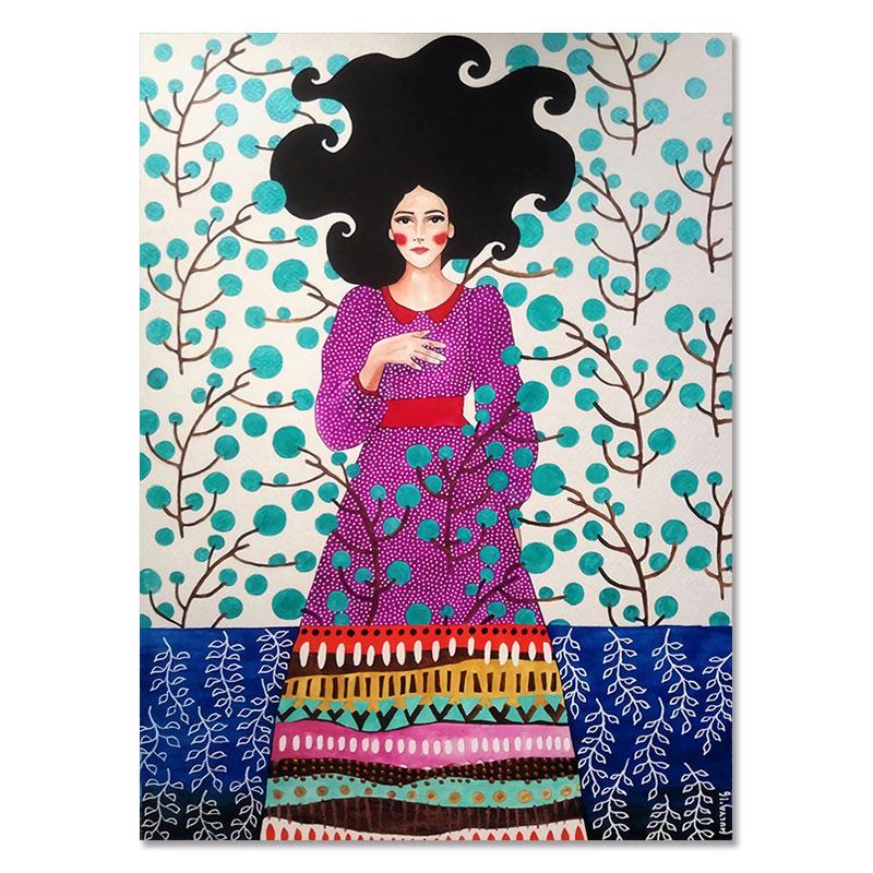 Современные женщины красочные цветы волосы девушки стены книги по искусству холст картины плакат на скандинавскую тему винтажные настенные панно для гостиной