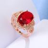 BELLA BOX Классические кольца для женщин с овальной формой, рубиновые драгоценные камни, цвет розового золота, очаровательные женские ювелирные изделия, подарок