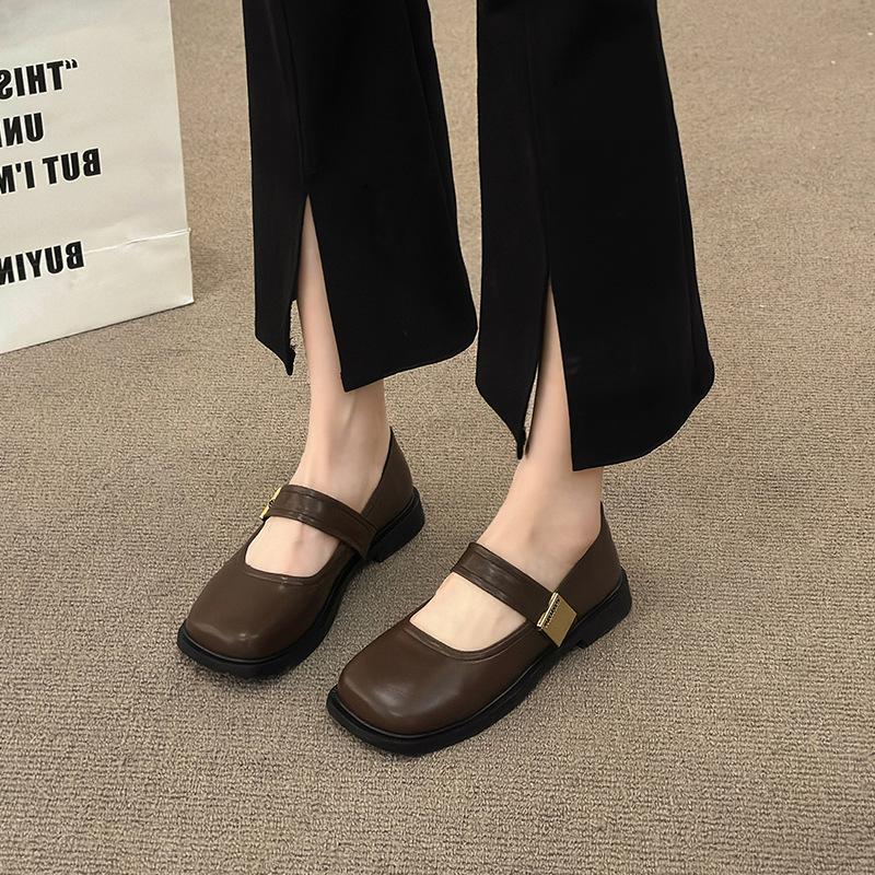 Mary Jane Shoes Women's 2025 New Spring and Summer British Style Small Leather Shoes Flat-soled Niche French Single Shoes Doudou Shoes