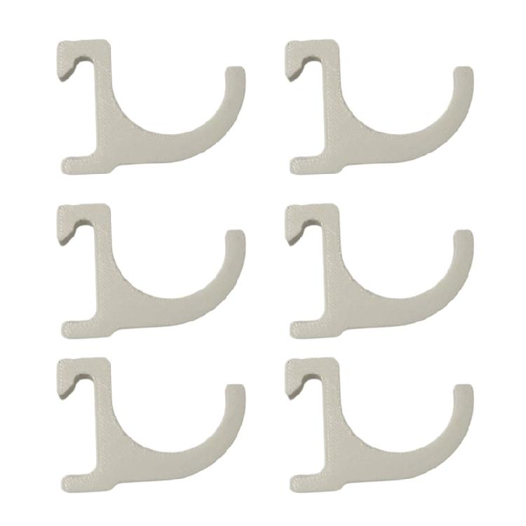 Repositionable Rounded Pegboard Hangers for Desk Organization, 6 Plastic Supports for Cables and Gaming Accessories
