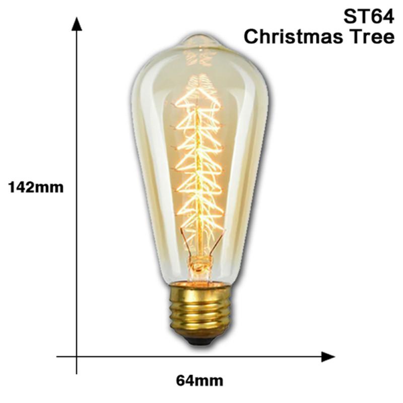 Retro Edison Light Bulb E27 40W 220V A60 ST64 G80 G95 T45 Incandescent Bulb Ampoule Vintage Edison Lamp Filament For Home Decor