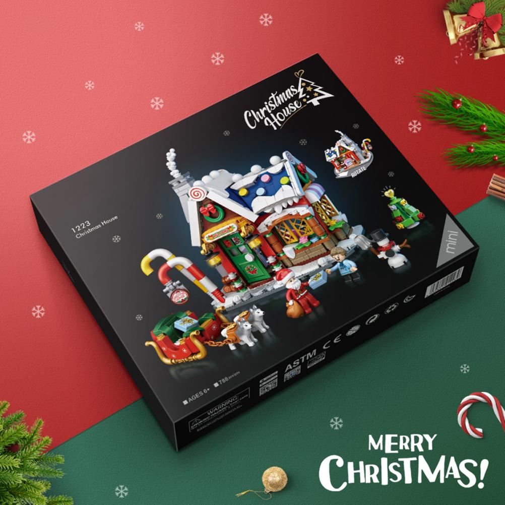 Christmas House Tree Santa Claus Snowman Mini Building Block Children"s Educational Toys Christmas