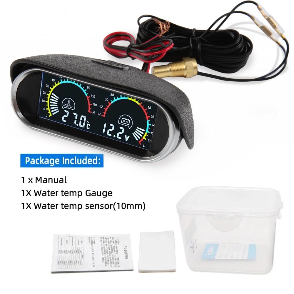 12V Автомобильный 2 в 1 ЖК-дисплей Вольтметр+Измеритель температуры воды с датчиком температуры 1/8 NPT Измеритель температуры воды для автомобиля, грузовика
