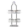 Shower Caddy Hanging Over Head Iron Bathroom Organizer Shelves with Soap Holder 2 Hooks for Towels Sponge Silver
