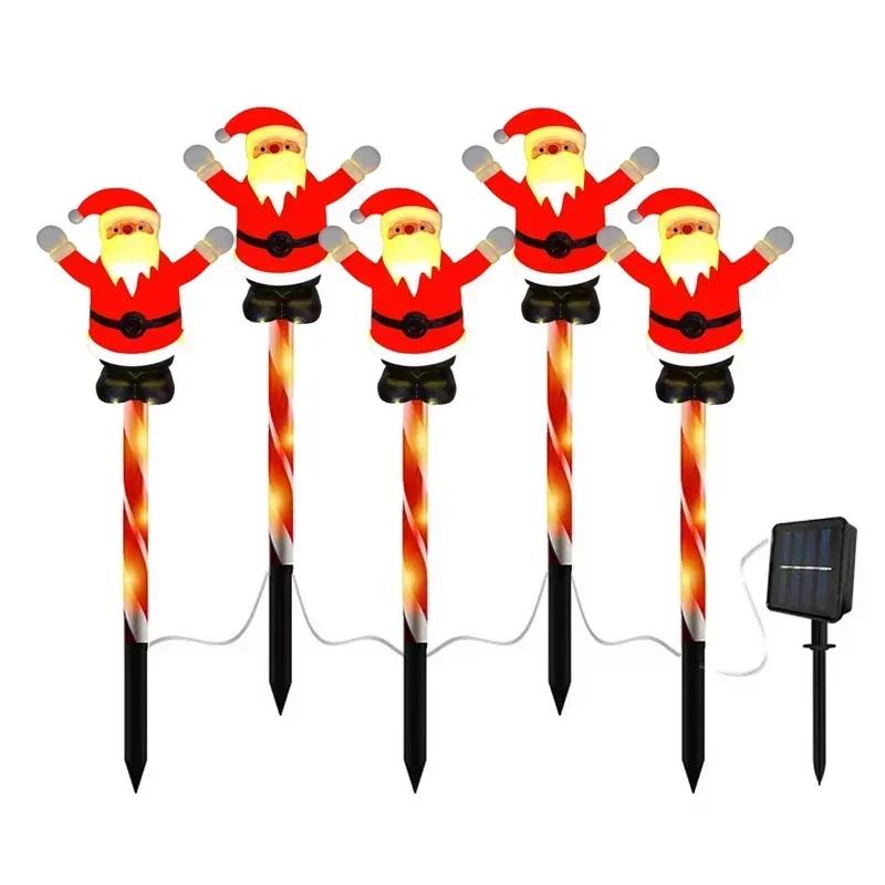 Solar Pathway Light Outdoor Waterproof Candy Ground Light Garden Landscape Christmas Holiday Decoration Santa Claus Lawn Lamp