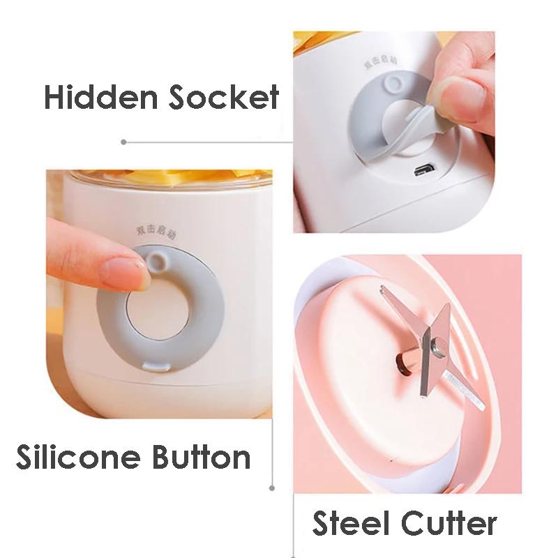 Портативный блендер, электрический USB-миксер, соковыжималка, 500 мл, мини-процессор для приготовления смузи, ручная личная соковыжималка для фруктов, соковыжималка