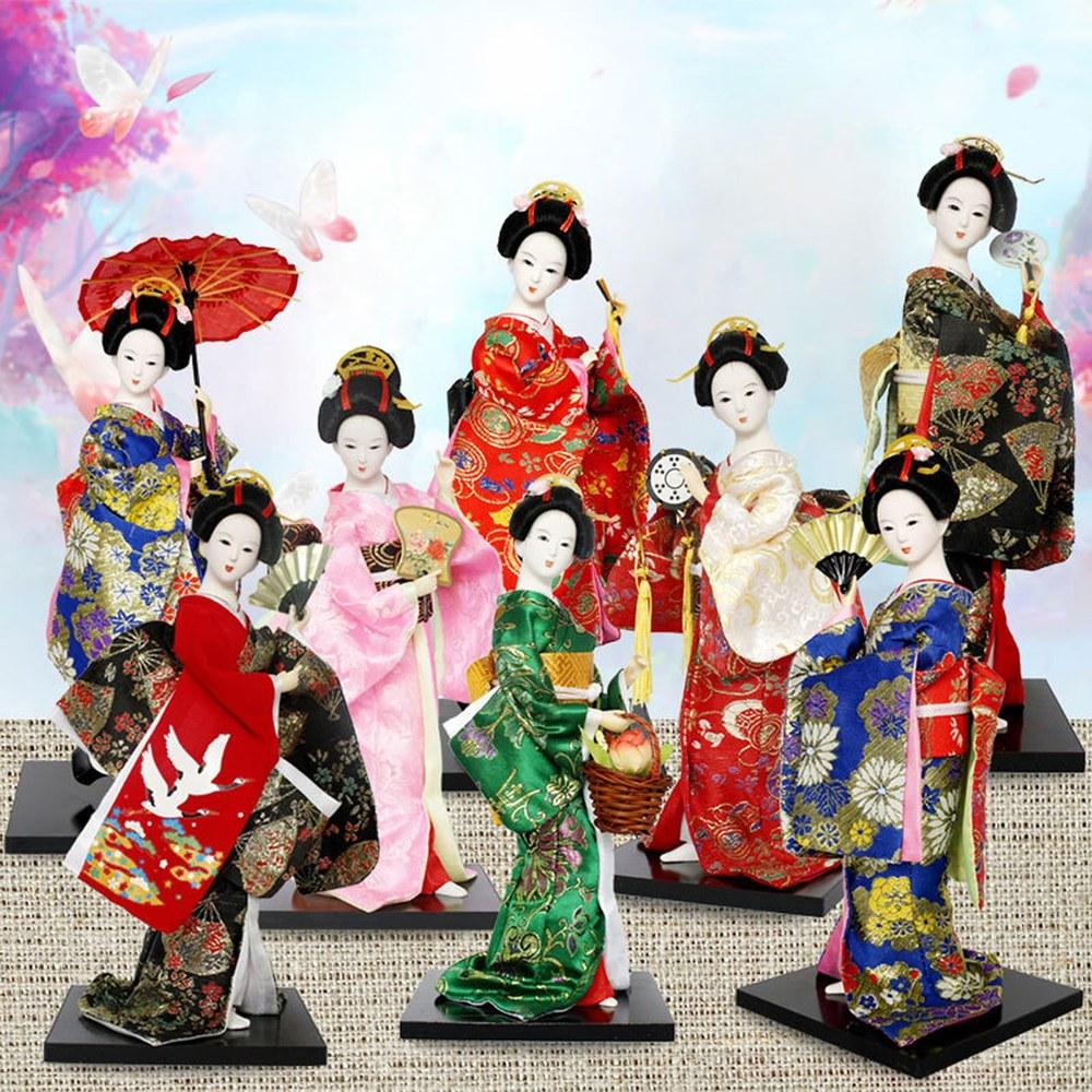 Dance & Geisha Japanese Doll Model 25cm Oriental Doll Decoration Japanese-Style Ornament Souvenir Desktop Decor Gift for Foreigners Birthday