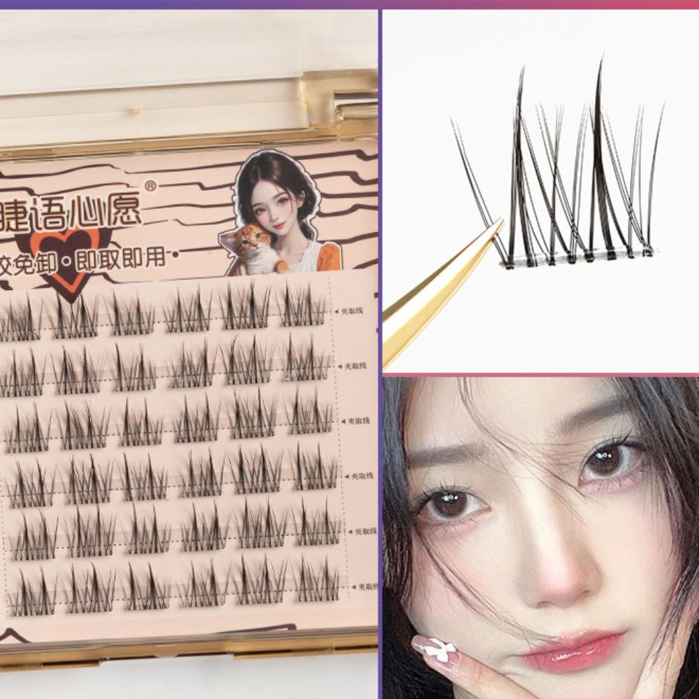 Многоразовые клеящиеся накладные ресницы, тонкие накладные ресницы без клея, милые пучки накладных ресниц, макияж