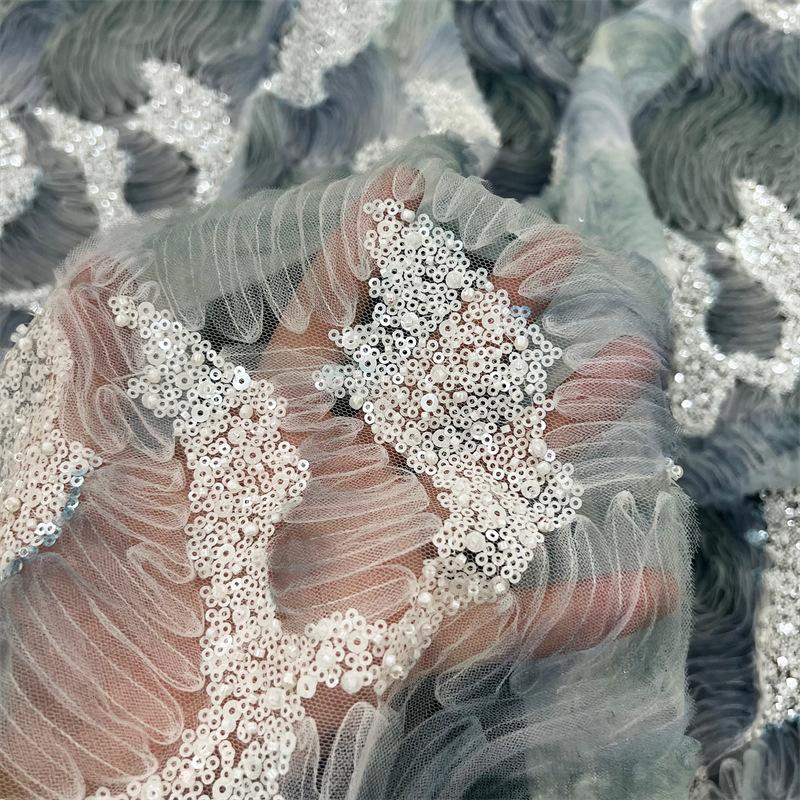 Роскошная вышивка бисером из жемчуга, высококачественное кружево с пайетками, тюлевое кружево, дизайнерская ткань для шитья платьев и одежды своими руками