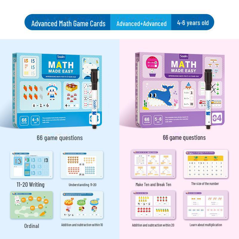 Saalin Math Training Cards: Educational Toys for All Ages, Family Edition, Pre-Primary To Primary School Transition
