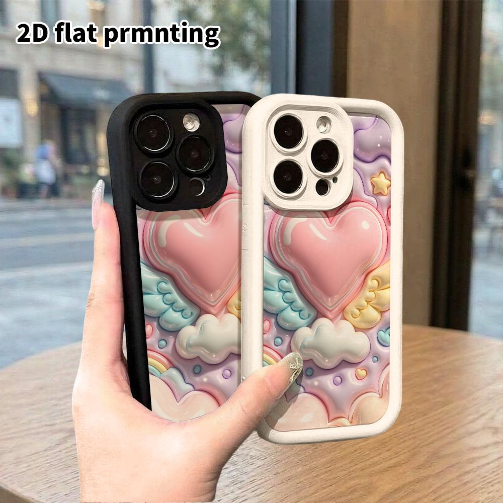 Чехол для телефона: 2D плоский дизайн, подходит для iPhone 18, 17, 16, 15, 14, 13 Pro, поставляется с крылатым сердцем, идеальный подарок на Рождество и Хэллоуин.