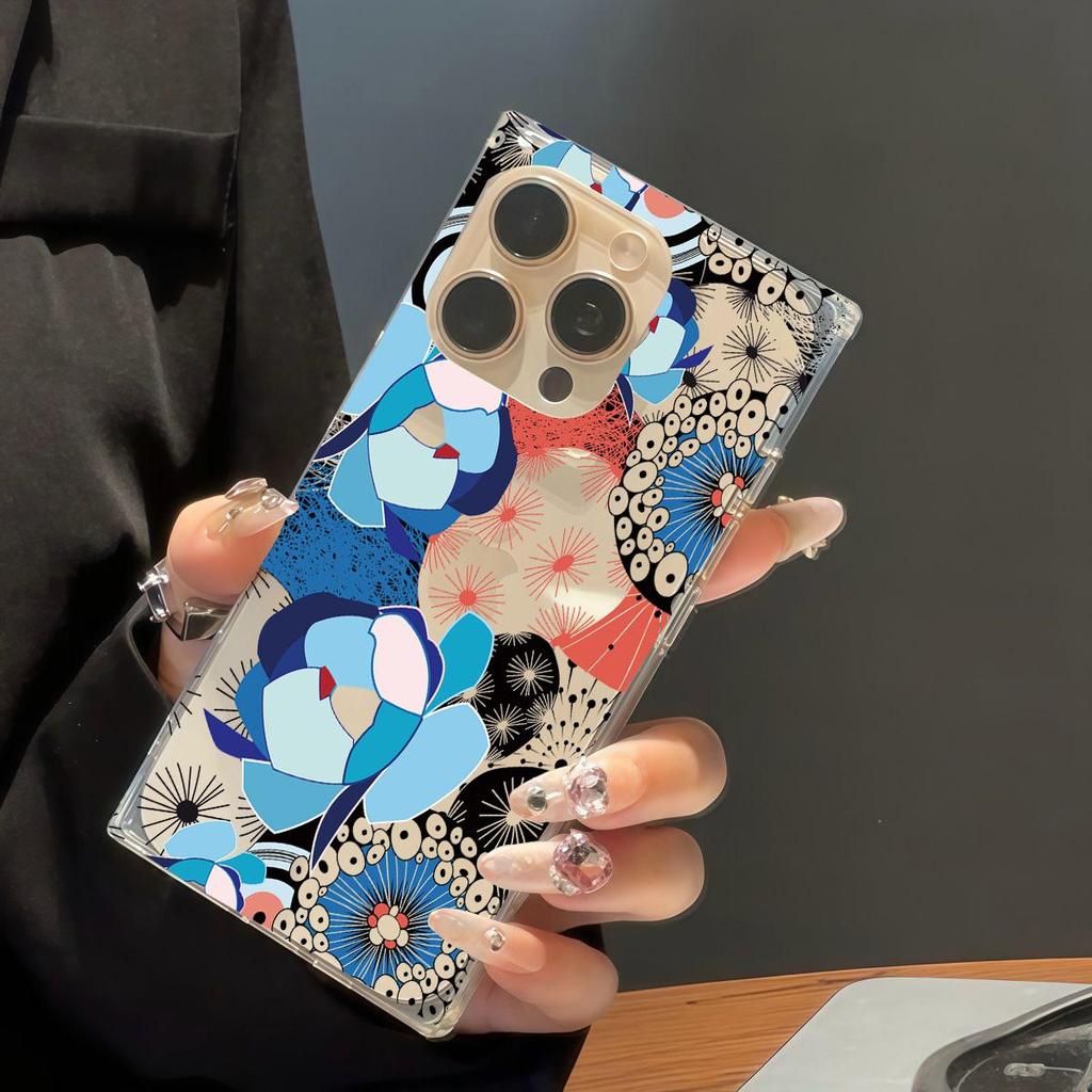 Прозрачный квадратный чехол-трубка для защиты iPhone 12 15 Plus 13 16 ProMax 14 Pro Max 11, защита от окисления, чехол с рисунком в стиле хип-хоп бренда