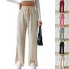 Women's Knitted Wide-leg Pants Fashion Solid Color Texture Stripes Elastic Waist Comfortable Casual Loose Straight Pants