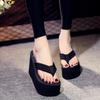Fashion Fashion 2025 ladies summer logo slippers stained wedge heel platform flip-flops high heels beach sandals ladies thick high mujer