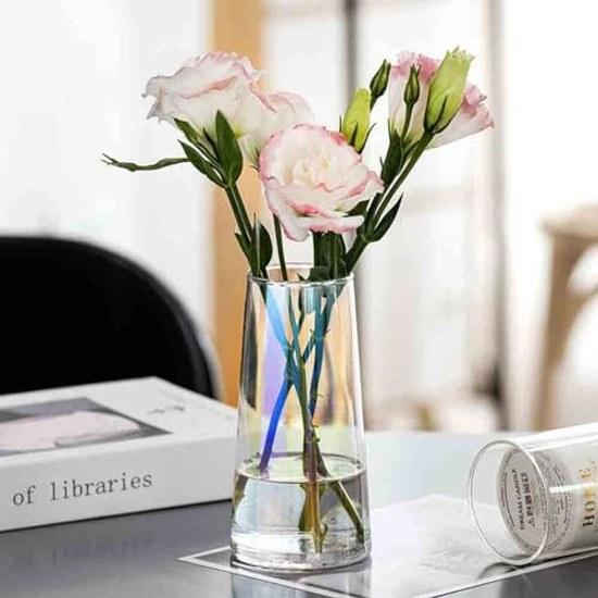 Vase Glass Stylish Single Stem Simple Flower Container Transparent Base Decorative Home Decor Height 15CM
