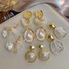 Французские жемчужные овальные серьги-ракушки, белые цветы, высококлассные серьги-гвоздики, модные, с темпераментом, серьги в стиле легкой роскоши, женские