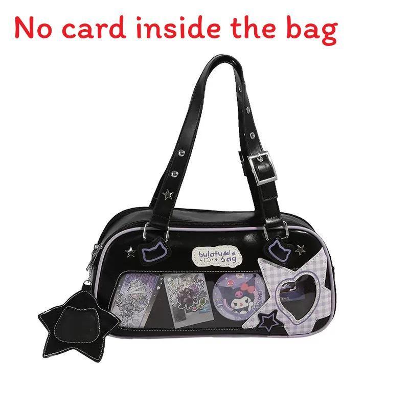 Star Letter Shoulder Bag With Adjustable Shoulder Strap Zipper Design Leather Pu