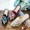 Мода 2025Китайский стиль Летние Харадзюку тапочки Женская обувь для женщин Мода Повседневная Винтаж Вышивка Этнический стиль Уличная одежда