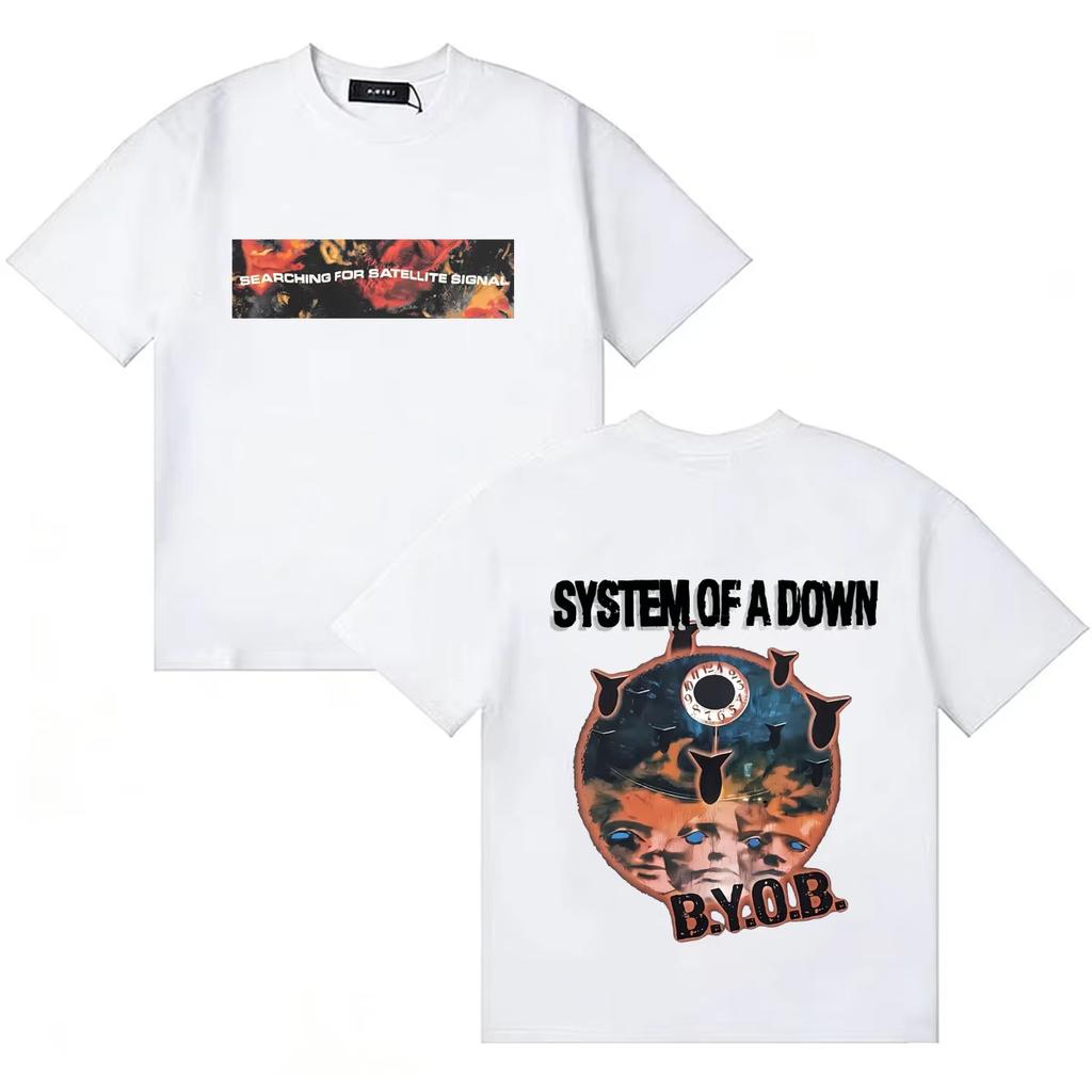 2026 Unisex Oversized Cotton Crew Neck Short Sleeve TShirt High Quality DoubleSided Print System of A Down Tshirt