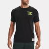 Under Armour Project Rock Letter Print Crew Neck Sports T-Shirt Men Tops Black 1361725-001