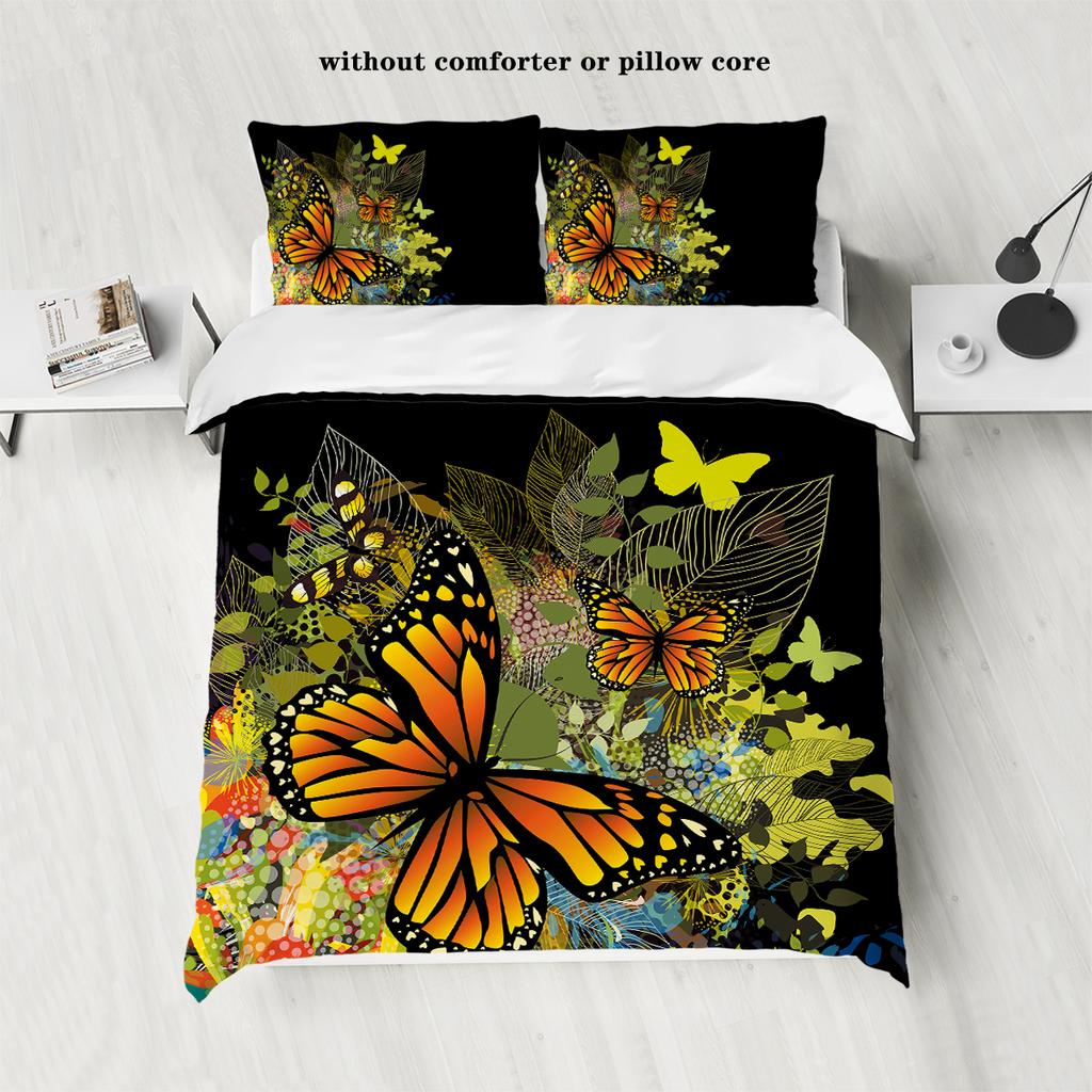 3-piece Butterfly Printed Down Duvet Cover (1 Пуховый пододеяльник+2 наволочки, Без наполнителя) Мягкий и удобный комплект постельного белья