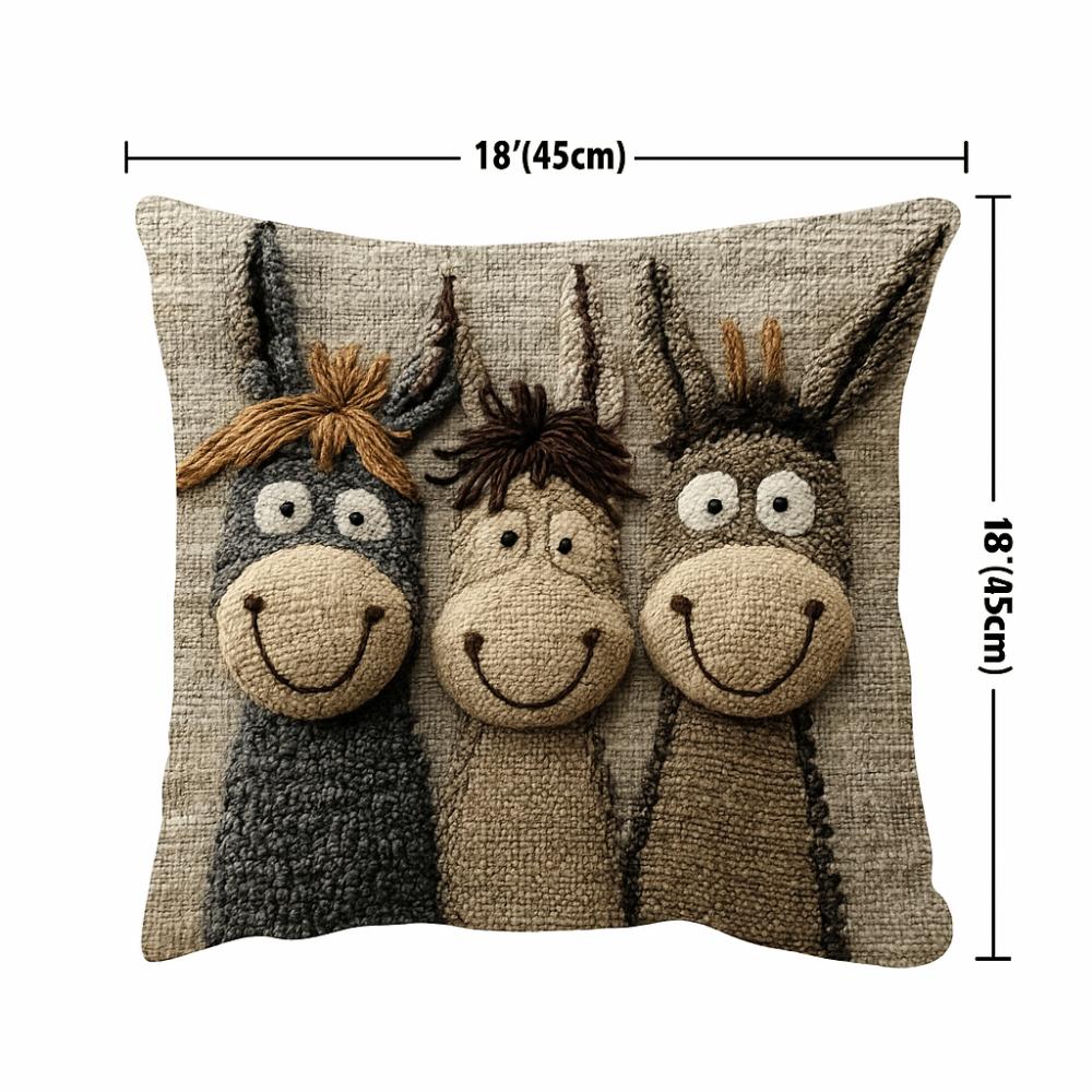 Funny Design 45cm Throw Pillow Covers 2D Print Cartoon Donkey Pillow Case Washable Material Donkey Pillowcase Living Room