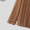 INCERUN Oversized Men Turn-down Collar Long Sleeve Striped Casual Loose Shirts