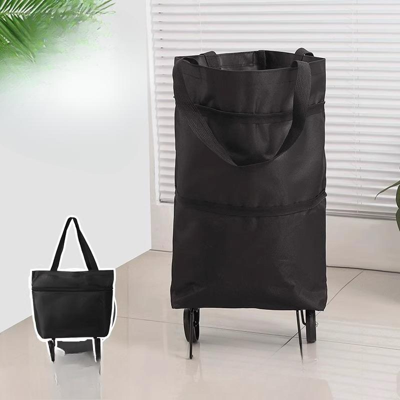 Foldable Supermarket Shopping Bags with Wheels, Small Pulleys and Portable Special Storage Items