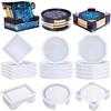 Epoxy Resin Coasters Molds Kit Silicone Molds with Round Square Octagon Shaped Designs, DIY Coaster Holders Molds DIY Crafts Cup Mats Molds