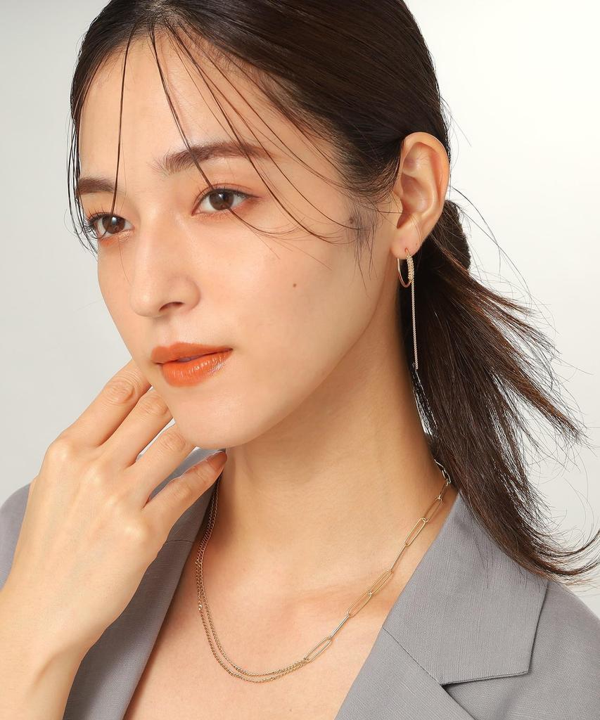 Серьги K10 Полые серьги-кольца с обернутой цепочкой, пусеты 40576550 Желтое золото 00 [Кокошник] Женские (100)